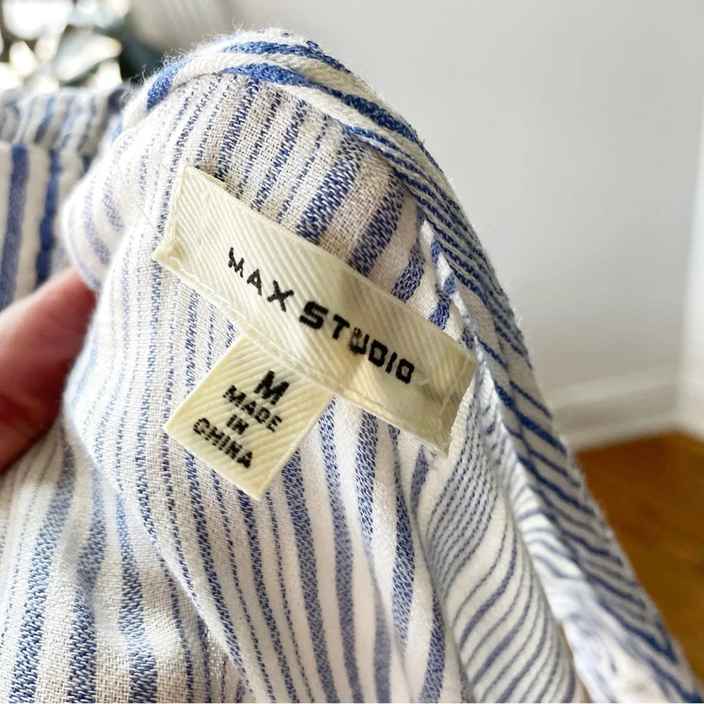 Max Studio Midi Blue Striped Sun Dress | Medium - Picture 8 of 9